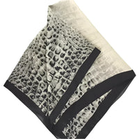 Stylish Black and White Patterned So Silky Satin Neckerchief Croc Scarf for elegant looks