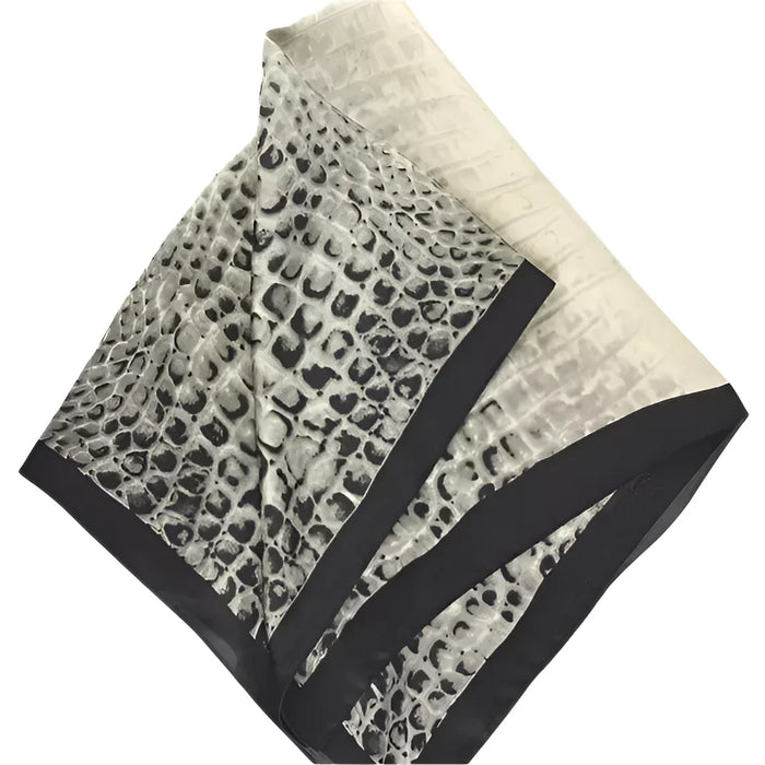 Stylish Black and White Patterned So Silky Satin Neckerchief Croc Scarf for elegant looks