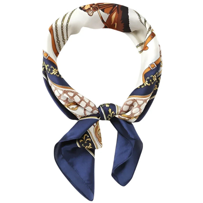 Patterned silk scarf tied in a knot, stylish Silky Satin Neckerchief Equestrian Scarf
