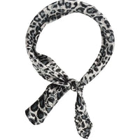 Leopard-print scarf tied in a knot from the So Silky Satin Neckerchief collection