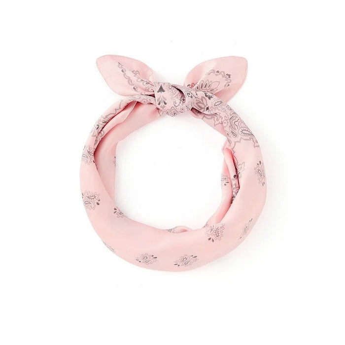 Pink paisley patterned headband from the So Silky Satin Neckerchief Luxe Tapestry Scarf