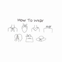 Illustrations of stylish scarf-wearing ideas featuring a Silky Satin Neckerchief Royal Scarf