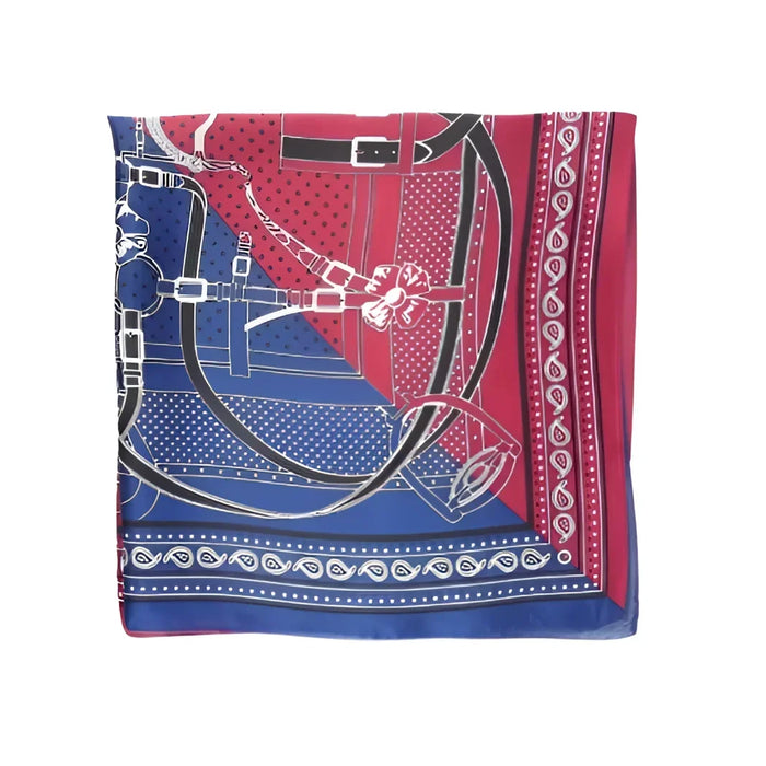 Blue and red patterned Silky Satin Neckerchief Split Scarf for stylish accessory options