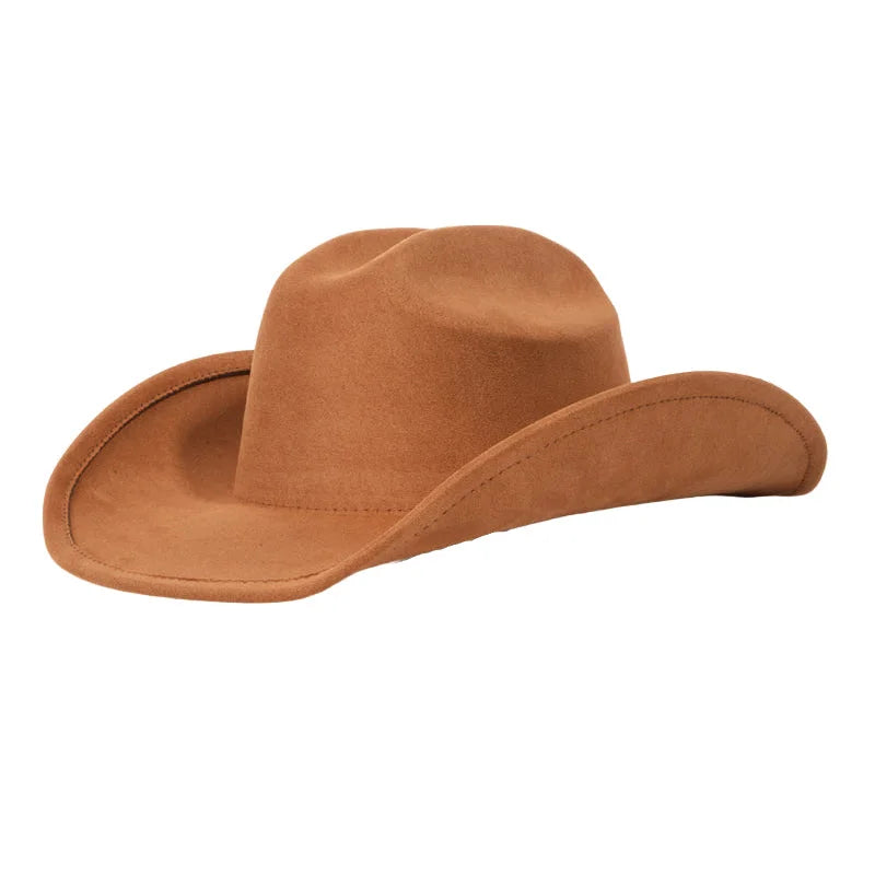 Solid Color Western Cowboy Hat - Camel - FELT HAT