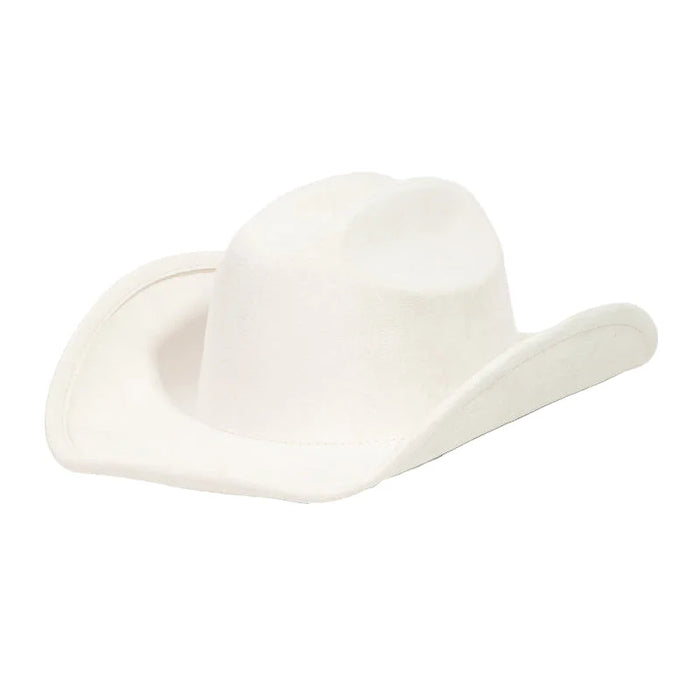 Solid Color Western Cowboy Hat - Ivory - FELT HAT