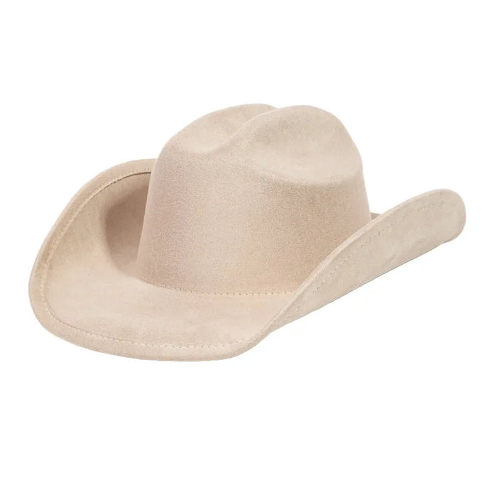 Solid Color Western Cowboy Hat - Taupe - FELT HAT