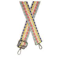 Colorful woven fabric strap with metal hardware for Square Block Bag or Block Bag Strap