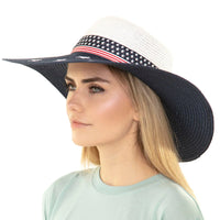 Patriotic star and stripe natural fiber woven sun hat for summer or outdoor events