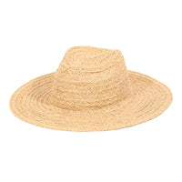 Straw Braid Flat Brim Sun Hat - Ivory - STRAW HAT