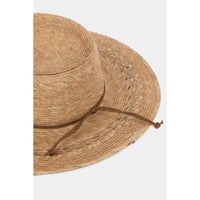 Straw Braided Pork Pie Hat - Khaki - STRAW HAT