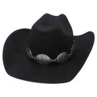 Swirl Flora Concho Band Cowboy Hat - Black - FELT HAT