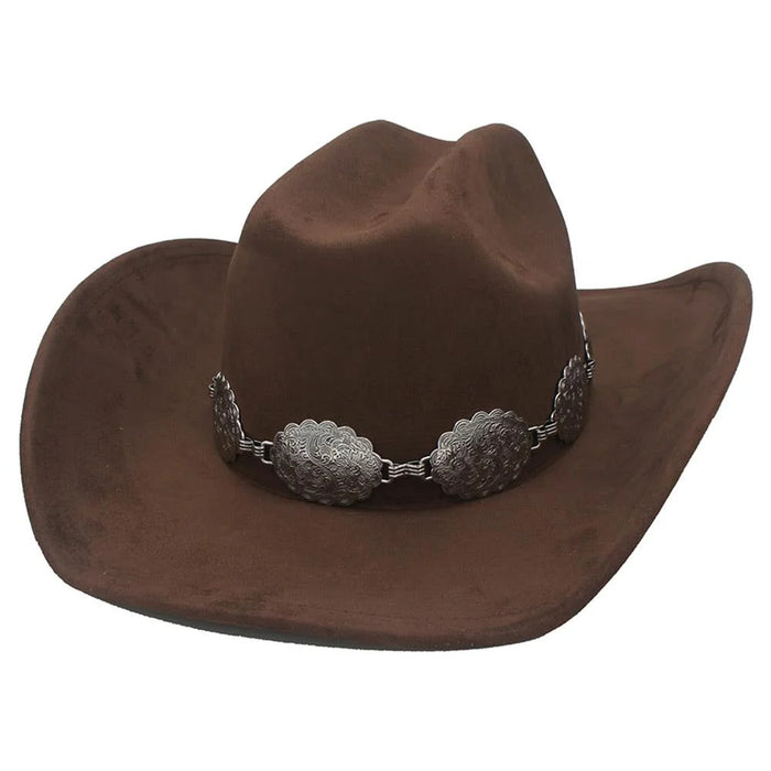 Swirl Flora Concho Band Cowboy Hat - Dark Brown - FELT HAT