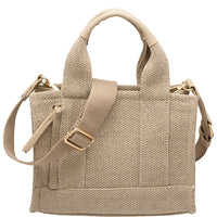 Textured Handle Satchel Bag - Natural - Shoulder Bags