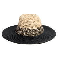 Tone Contrast Straw Hat - Black - STRAW HAT