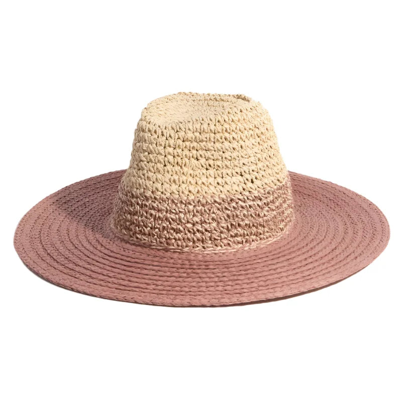 Tone Contrast Straw Hat - Pink - STRAW HAT