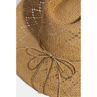 Woven straw sun hat with decorative bow and Shell Star Beads detail for summer style