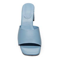Light blue leather mule from the Vera Single Band Block Heel collection