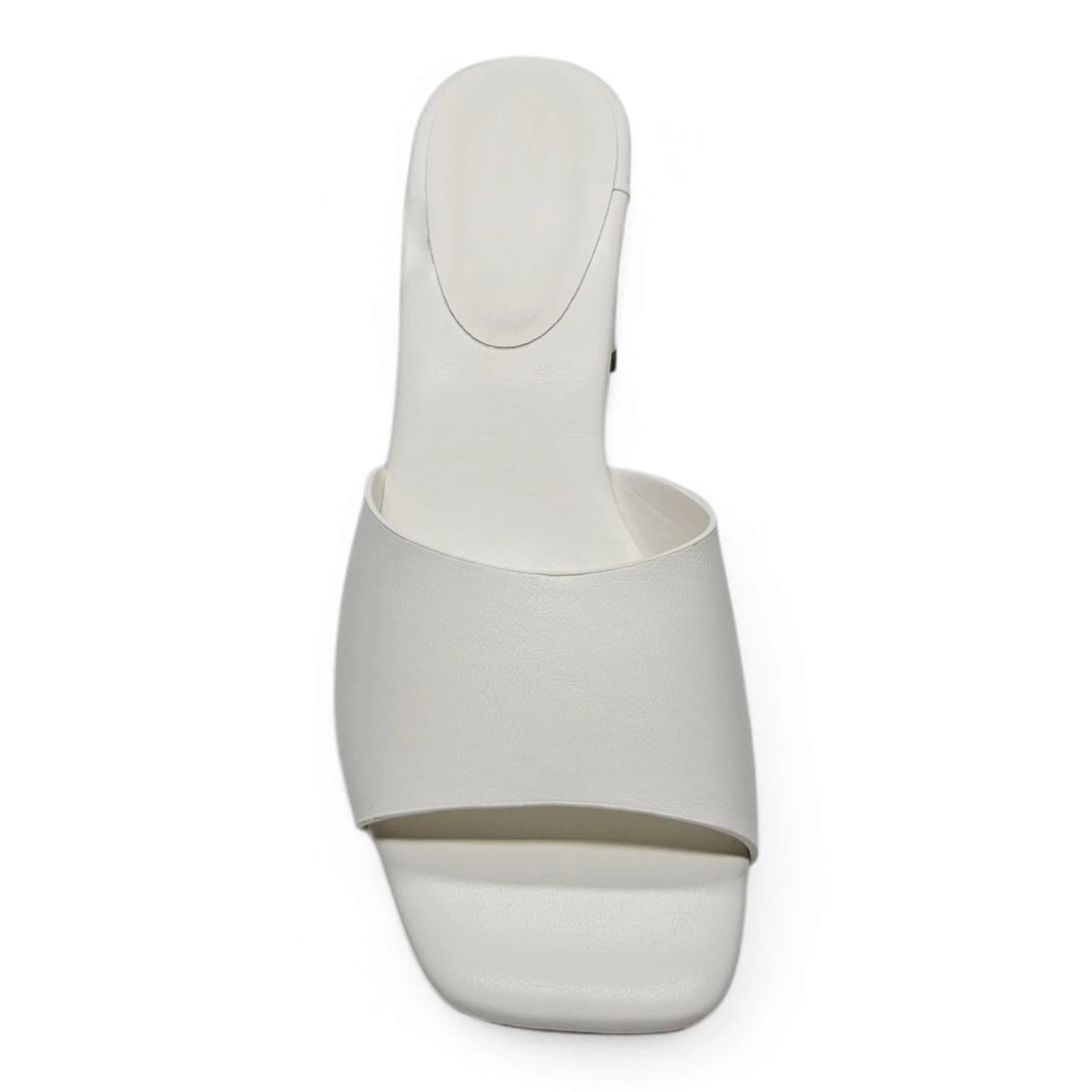 White heeled sandal from Vera Single Band Block Heel collection for stylish comfort