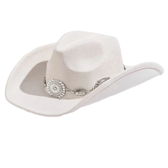 Western Concho Cowboy Hat - Ivory - FELT HAT