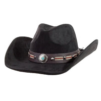 Western Concho Strap Cowboy Hat - Black - FELT HAT