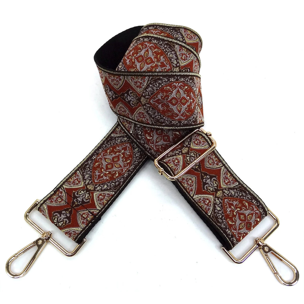 Wide Aztec Tribal Pattern Guitar Strap - Tan/Grey - Guitar Bag Strap
