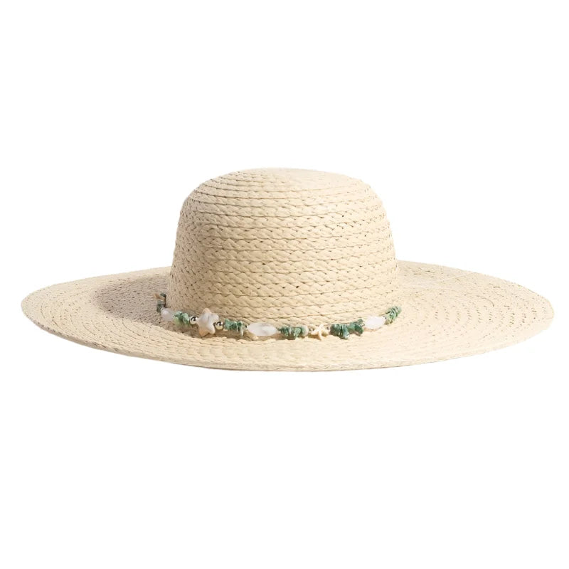 Wide Brim Floppy Sun Hat - Beige - Hats