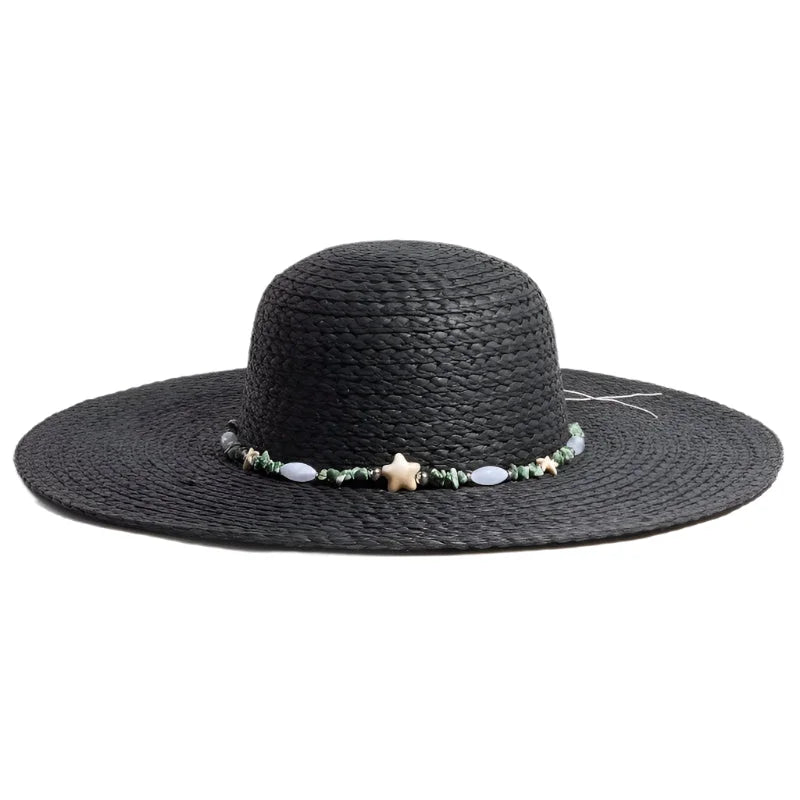 Wide Brim Floppy Sun Hat - Black - Hats