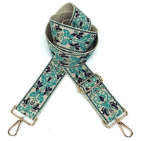 Wide Tribal Pattern Guitar Strap - Turquoise/Beige - Guitar Bag Strap