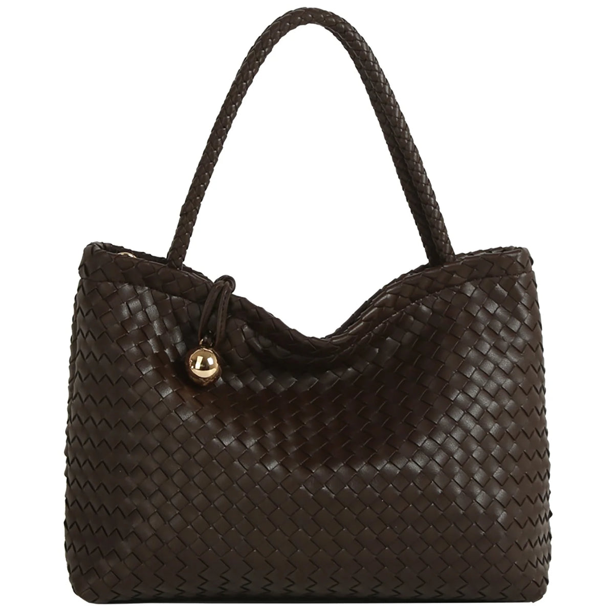 Woven Tote Satchel - Coffee - Shoulder Bags
