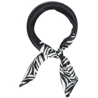 Black and white zebra print neck scarf from the Zebra Silky Scarf collection