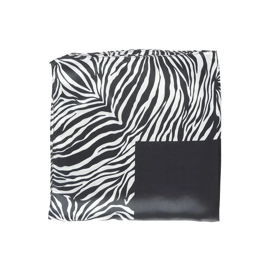 Zebra-striped gift bag with black accent for Zebra Silky Scarf perfect for gifting