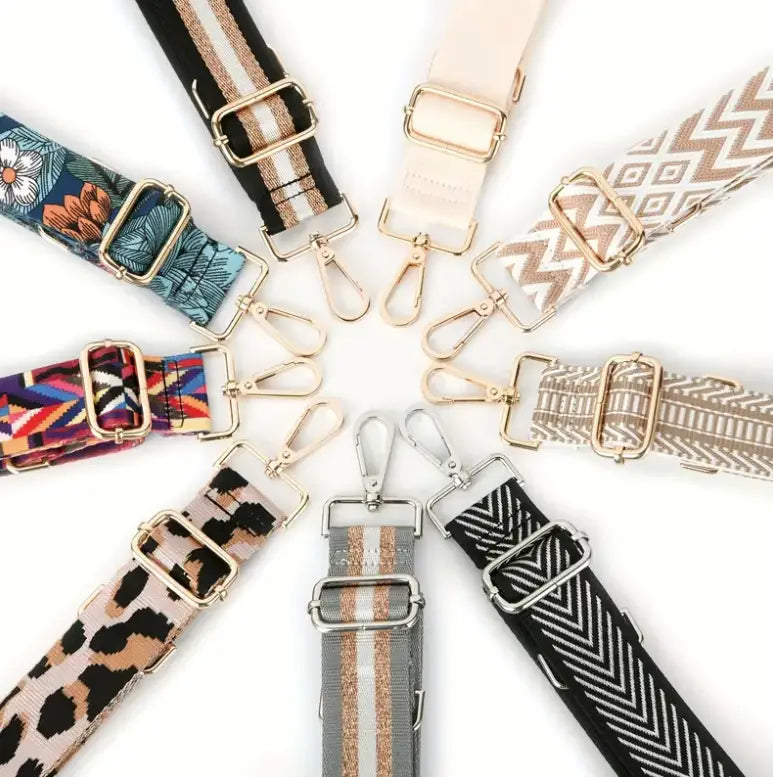 Collection of trendy women’s bag straps in a circular layout inspired by Del Mar.