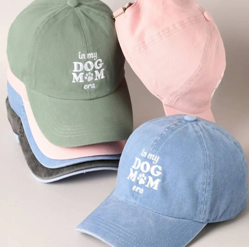 Pastel Women’s Baseball Caps featuring Dog Mom text from Del Mar’s collection.