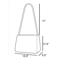 Simple line drawing of a tote bag with measurements for Simple Modern Faux Leather Tote Bag