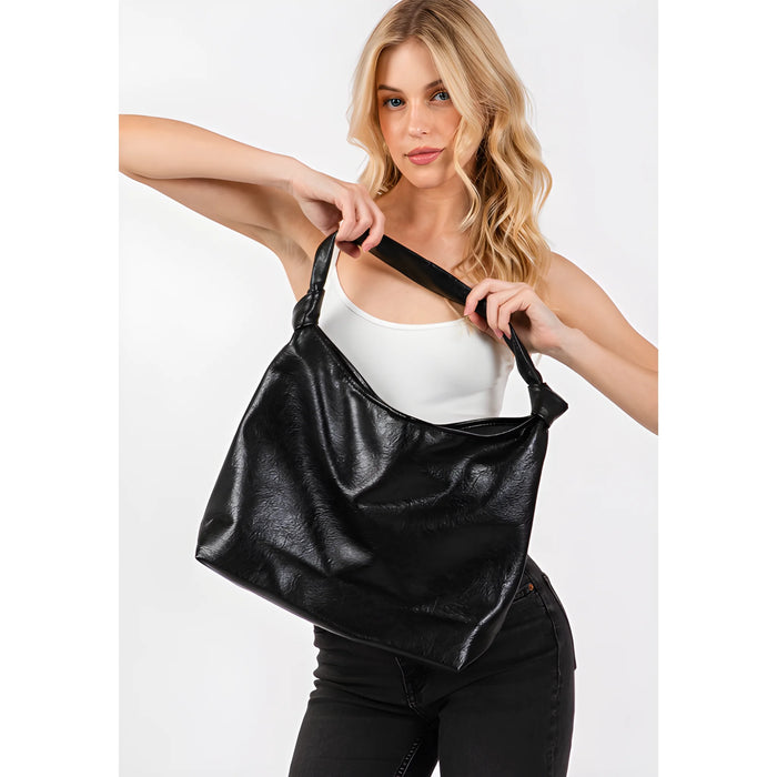 2 in 1 Weathered Faux Leather Tote Bag - Ivory