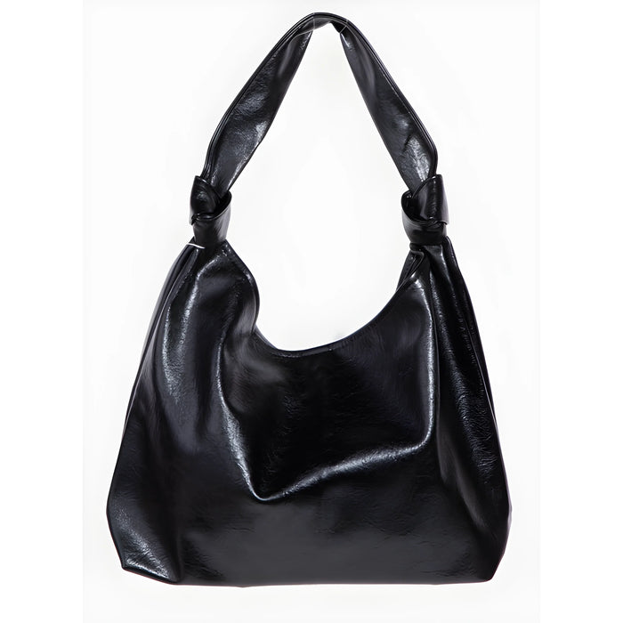 2 in 1 Weathered Faux Leather Tote Bag - Black