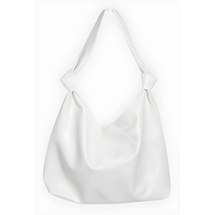 2 in 1 Weathered Faux Leather Tote Bag - Ivory