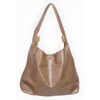 Tan leather hobo bag with shoulder strap from the Weathered Faux Leather Tote Bag collection