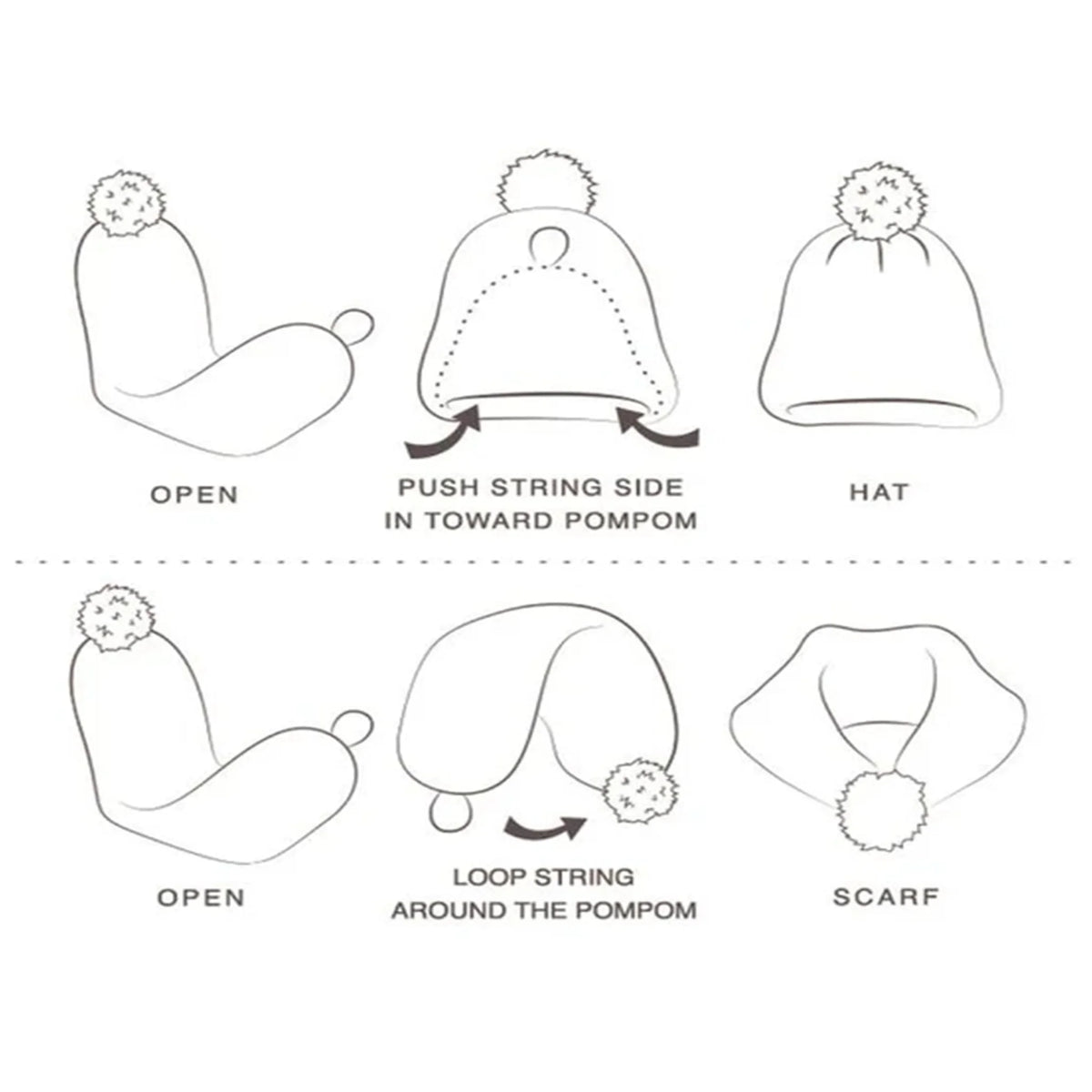 Diagram of beanie and scarf combinations for stylish winter hat styles