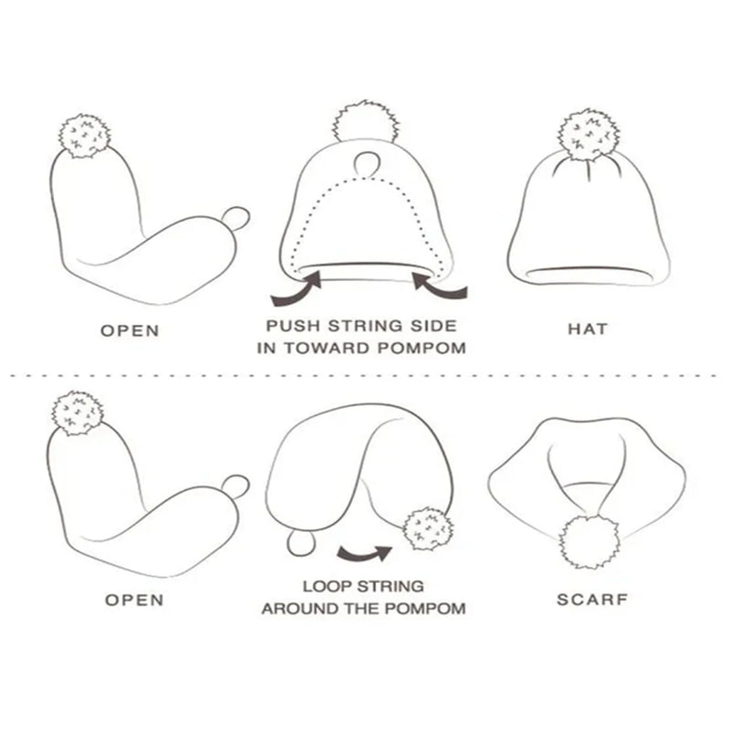 Diagram of beanie and scarf combinations for stylish winter hat styles