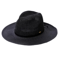 Panama Straw Sun Hat With Suede Lace Trim Band Hat