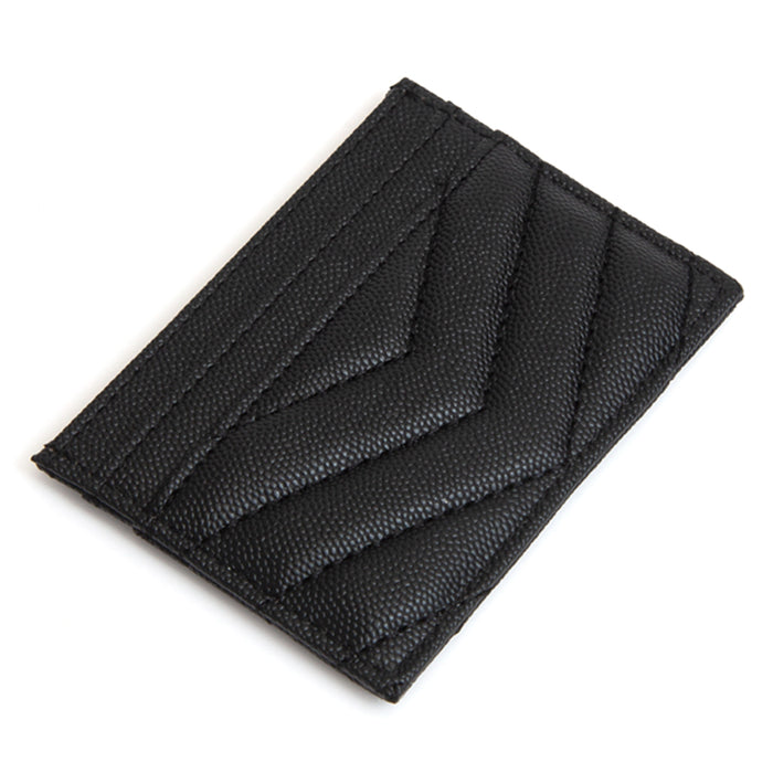 Quilted Card Coin Holder Wallet - Black