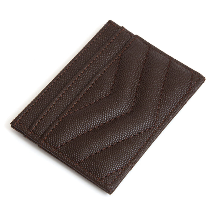 Quilted Card Coin Holder Wallet - Brown
