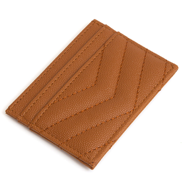 Quilted Card Coin Holder Wallet - Tan