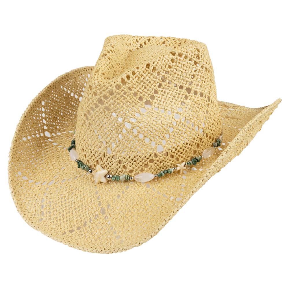 Trendy Cowboy Hat With Starfish And Beaded Band