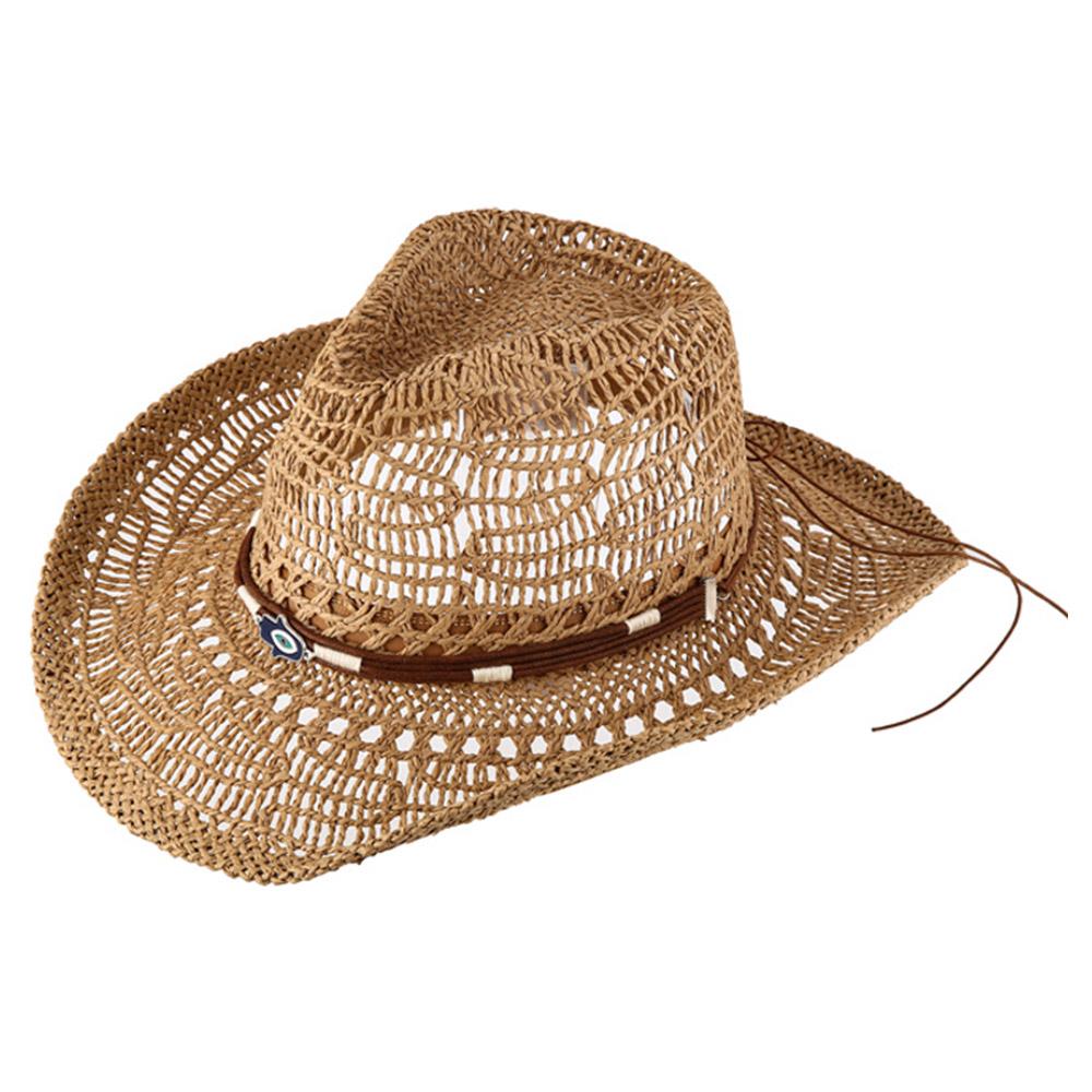 Braided Band Turquoise Accent Straw Cowboy Hat