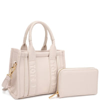 2in1 Handle Tote Bag Mini Satchel With Wallet Set - White - Shoulder Bags
