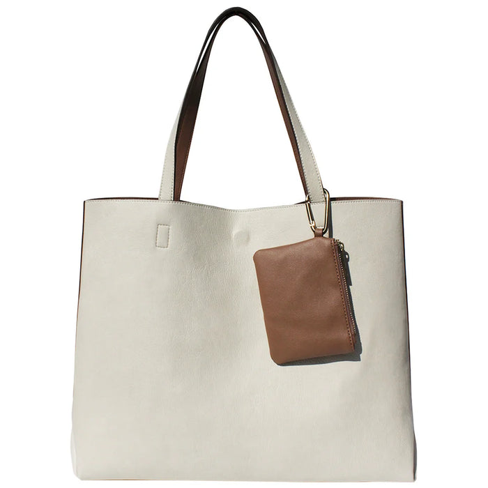 2in1 Simple Tote Bag With Coin Purse Set - Antique White - Shoulder Bags