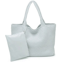 2in1 Woven All Over Solana Tote Bag WIth Pouch Set - Ice Blue - Shoulder Bags