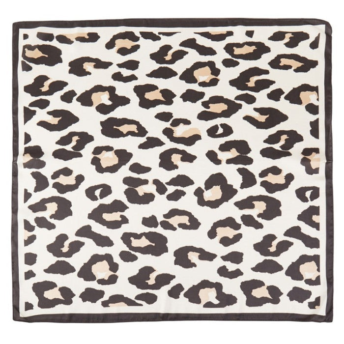 Leopard Print Square Scarf - Beige